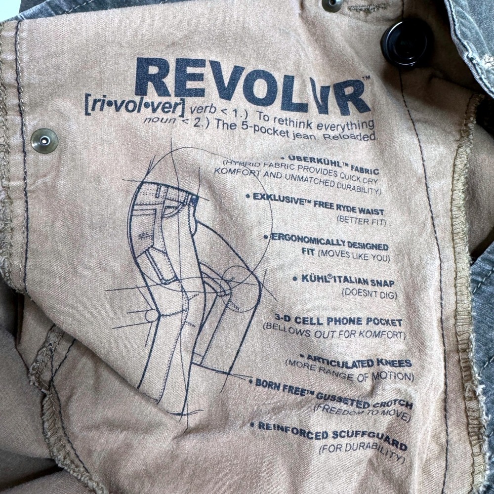 KUHL REVOLVR Vintage Patina Dye Pants Mens 35x30 Brown Cargo Outdoor Hiking - Picture 11 of 12